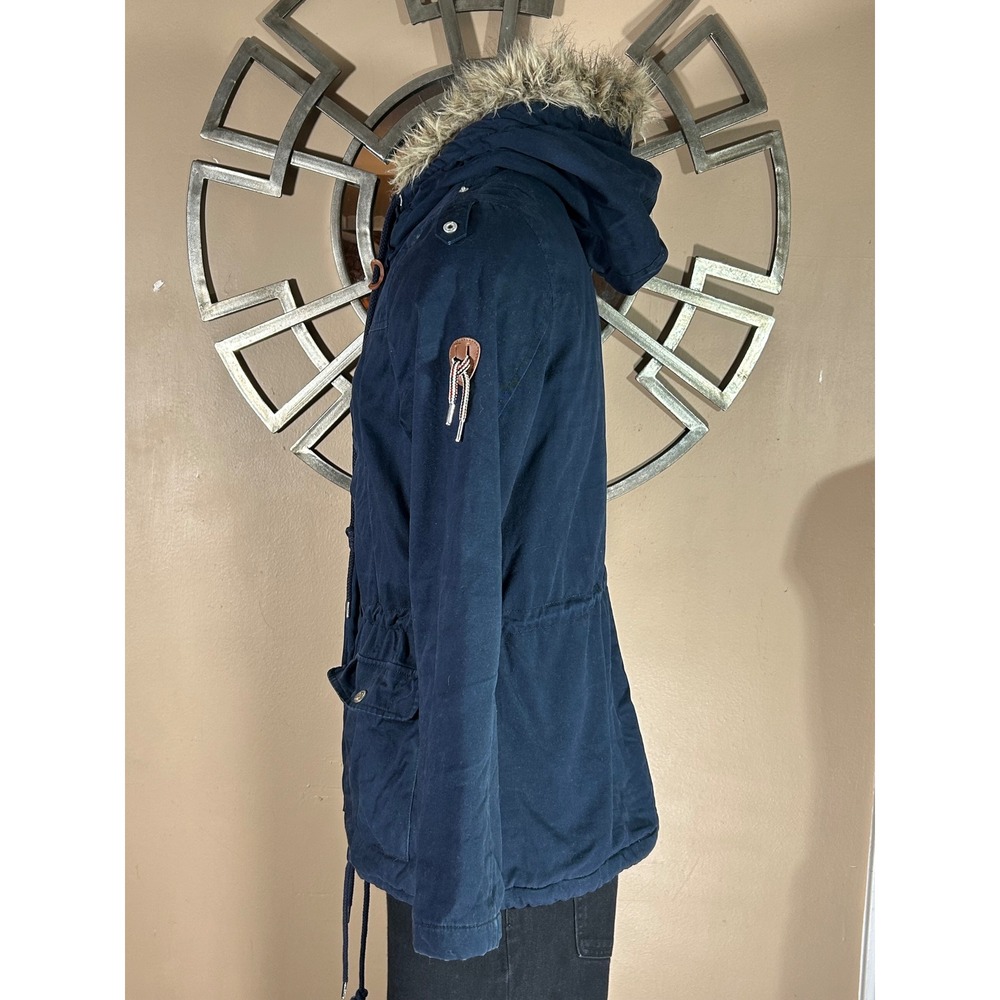 CROPP Navy Blue Fur‎ Hood Parka Jacket Women's XL Get Ready For Cold Outwear - Picture 3 of 16
